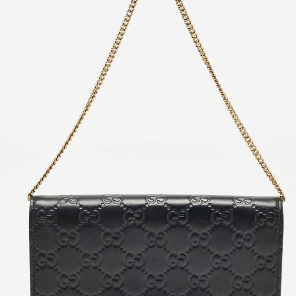 Gucci- Guccissima Padlock Continental Chain Wallet Black - Picture 2 of 8